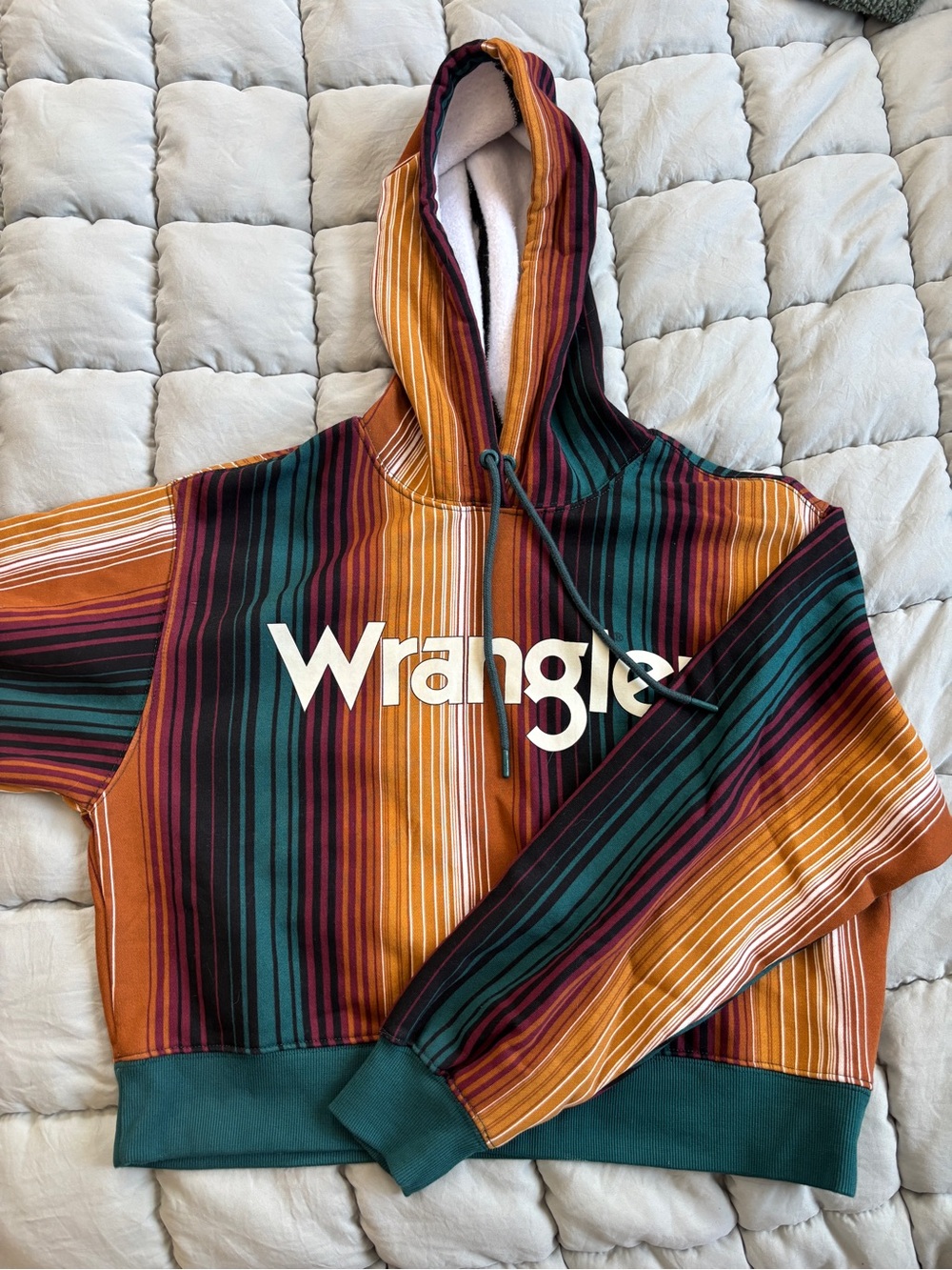 Wrangler Striped Hoodie in Mustard, Teal & Burgundy